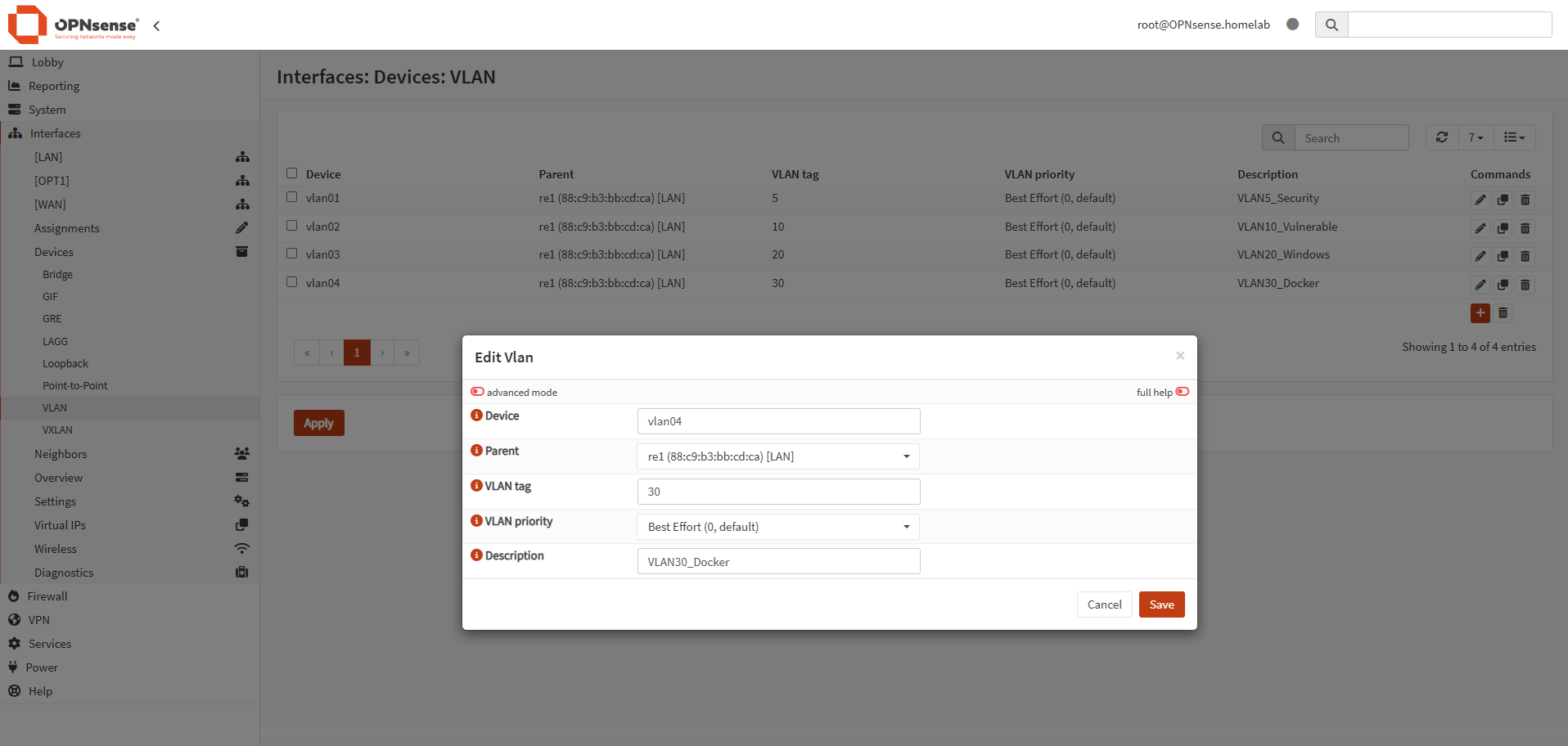 Creating VLAN Interface on OPNSense